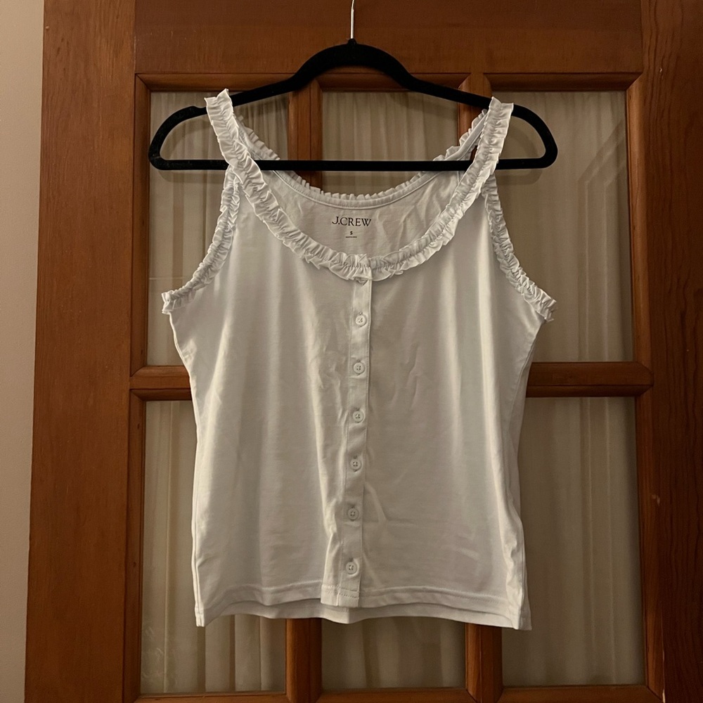 J. Crew Women's Light Blue Ruffle Tank Top - Picture 3 of 3
